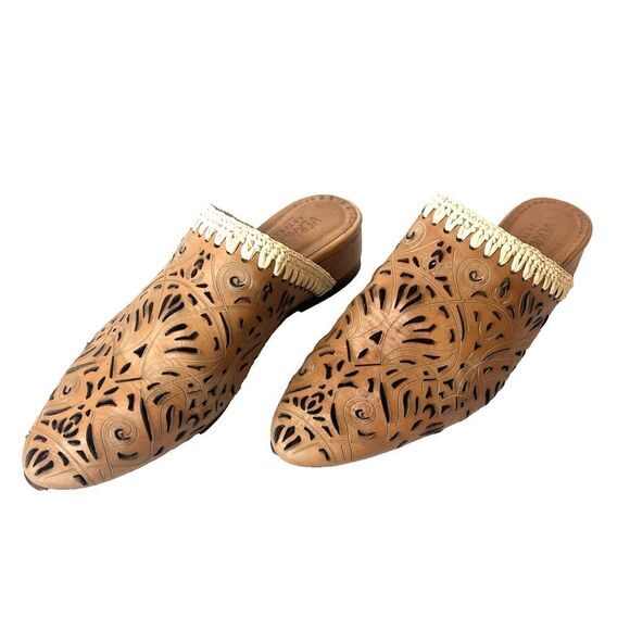 Veracruz Tan Leather Cutout Olivetta Mules Womens Sz EU 39 US 8.5 Slip On Casual - Picture 3 of 9